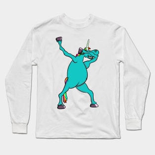 Blue Unicorn Dabbing Long Sleeve T-Shirt